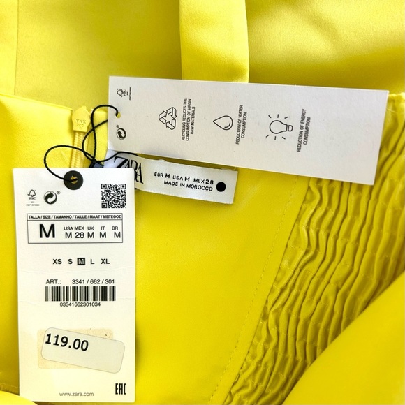 Zara Limited Edition Yellow Voluminous Mini Dress Exaggerated Ruffle Size M NWT - Picture 12 of 16